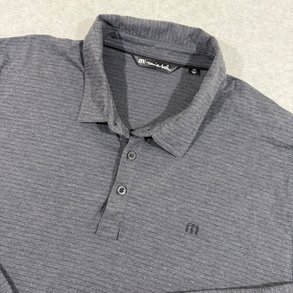 TravisMathew Polo Shirt‎ Mens XXL Grey  Long Sleeve Micro Stripe